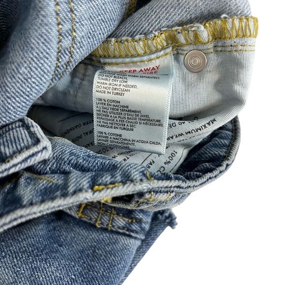 BDG URBAN OUTFITTERS Patchwork Cut Off Raw Hem Jean Shorts Blue Denim sz 28 x 2 - Picture 16 of 16